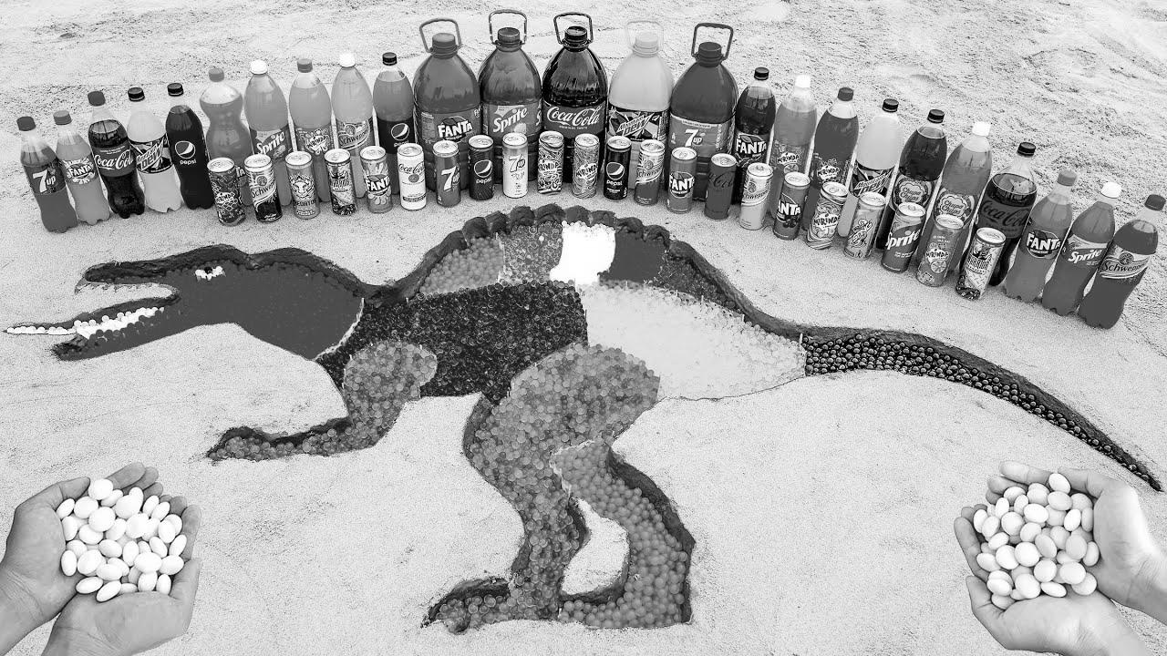 How to make Spinosaurus Dinosaur with Orbeez, Fanta, Sprite, Coca Cola, Mentos and Fashionable Sodas